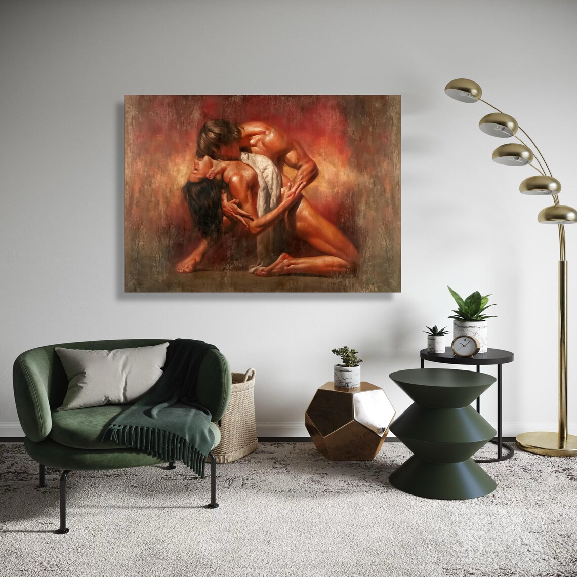 Passionate Lovers Embrace Romantic Sensual Oil Painting Poster