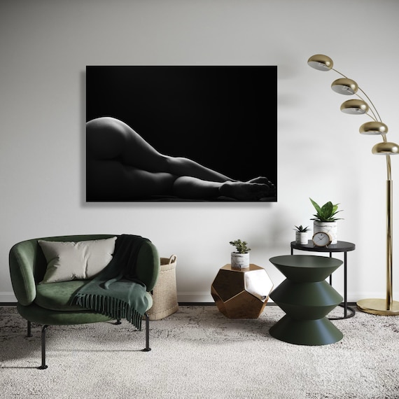 Black White Fine Art Nude Woman Elegant Body Silhouette Poster