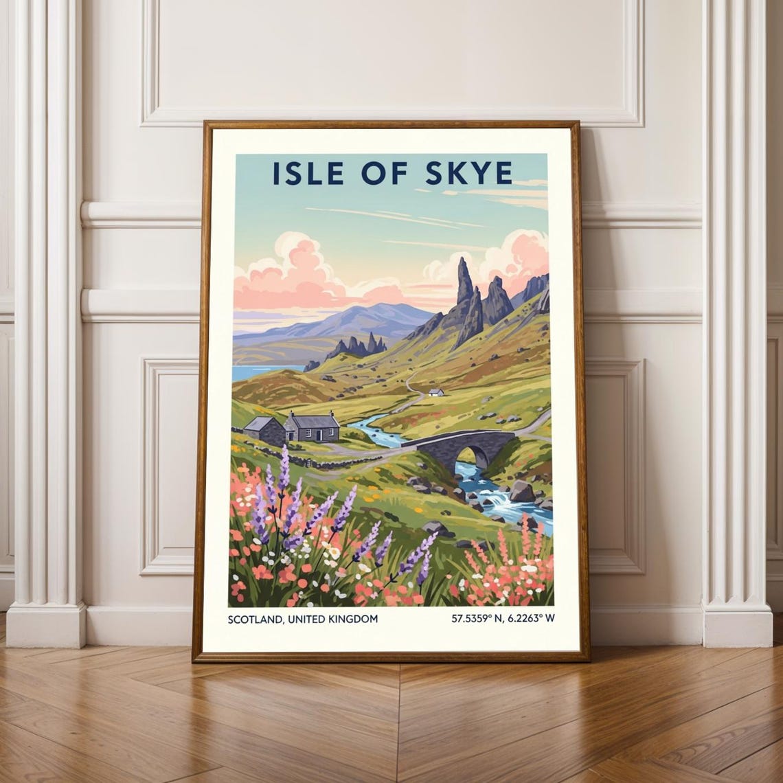 Isle of Skye Scotland Vintage Travel Poster With Coordinates