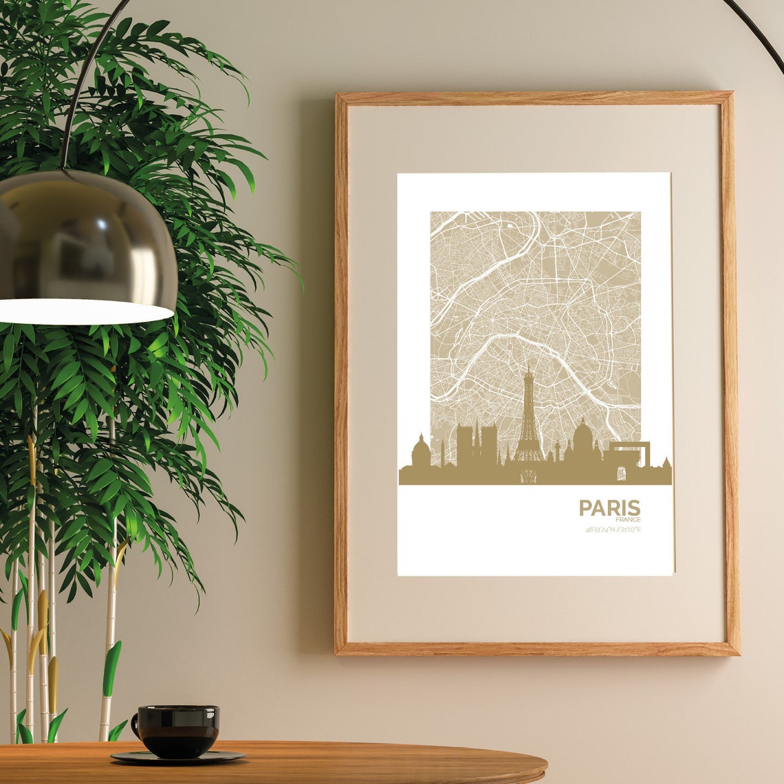 Paris France Gold City Map Skyline Silhouette Eiffel Tower Poster - Image 2