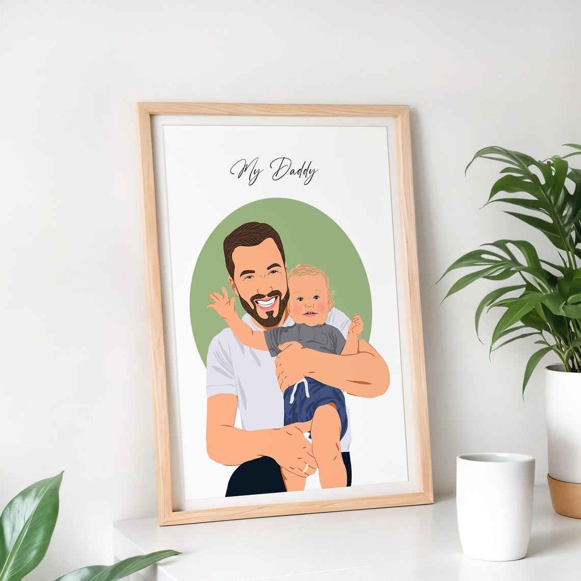 Happy Fathers Day Custom Dad Portrait Football Kit Toddler Gift Poster - Image 4