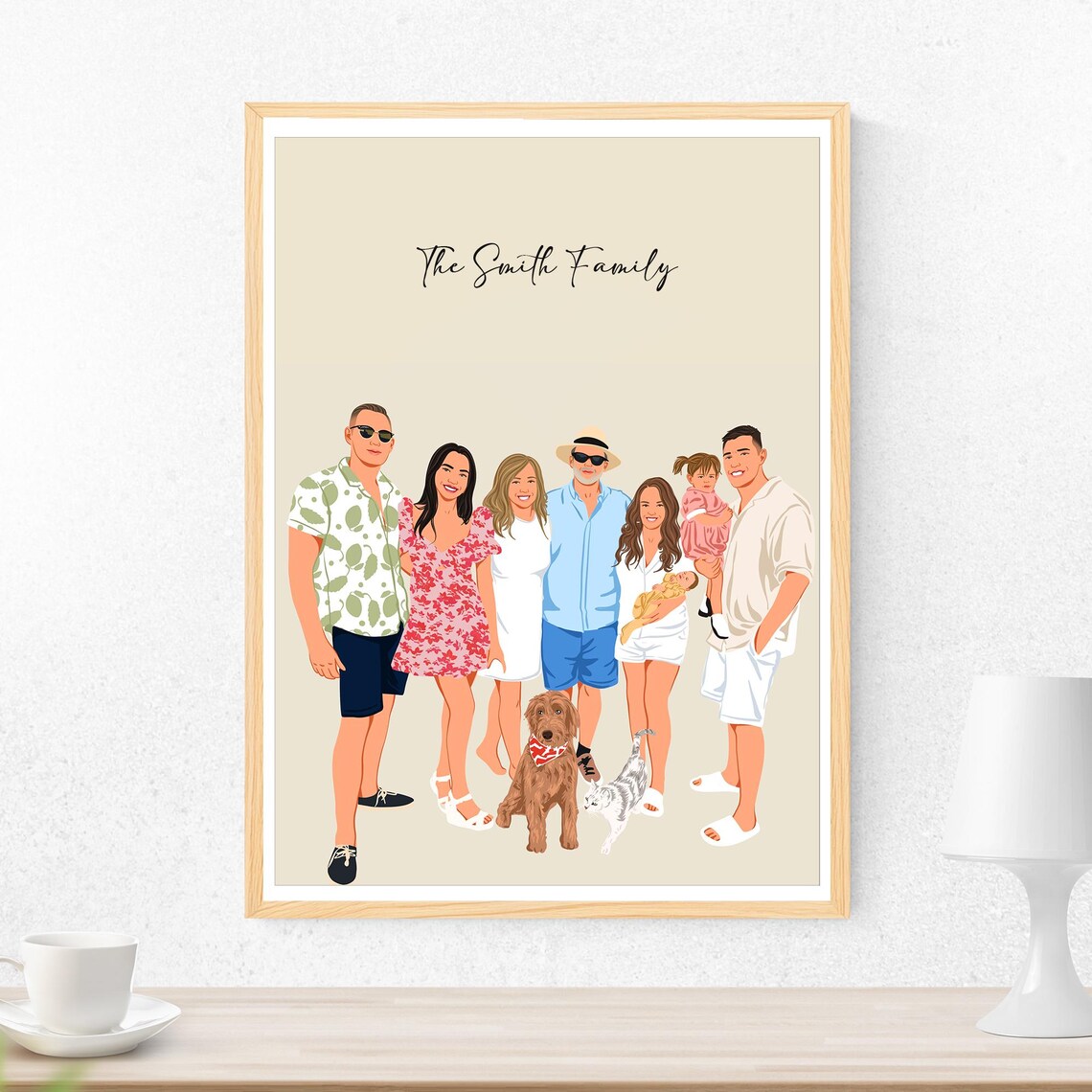 Custom Dad Holding Laughing Baby Portrait Illustration Poster - Image 3