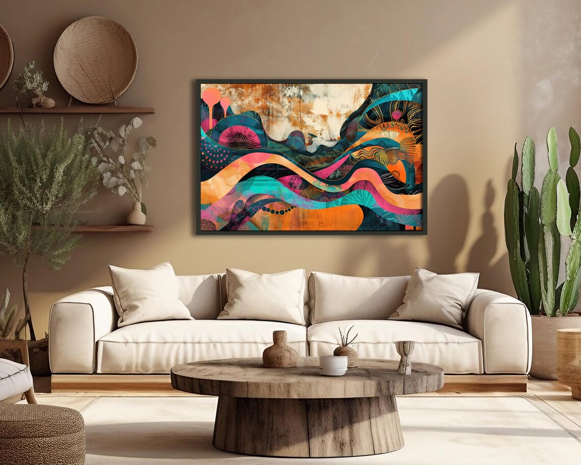 Vibrant Pink Abstract Wall Art Funky Fun Poster Room Decor Bedroom Art Home Decor Unframed Or Framed Print Teal Orange Black - Image 3