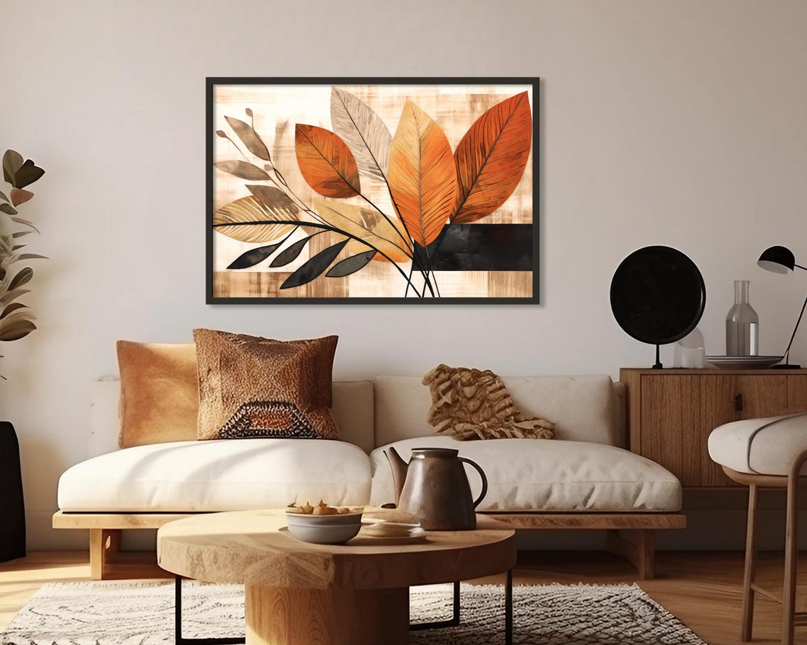 Rust Orange Autumn Leaves Botanical Branch Warm Neutral Art Poster - Image 4