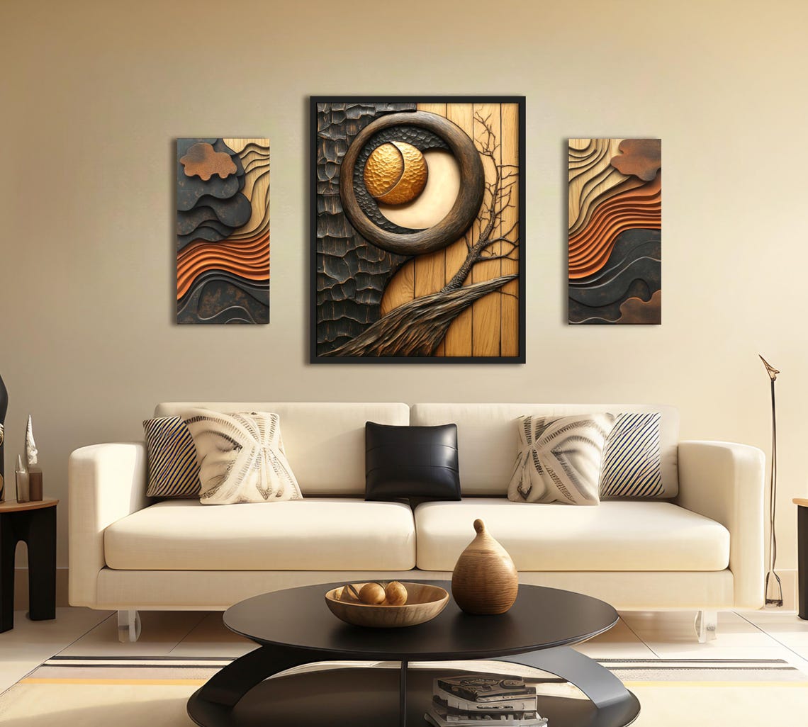 Brown Black Beige Wall Art Earthy Wood Look Fine Art Print Earth Tones Neutral Color Wall Art Bold Statement Piece Unique Home Decor - Image 2