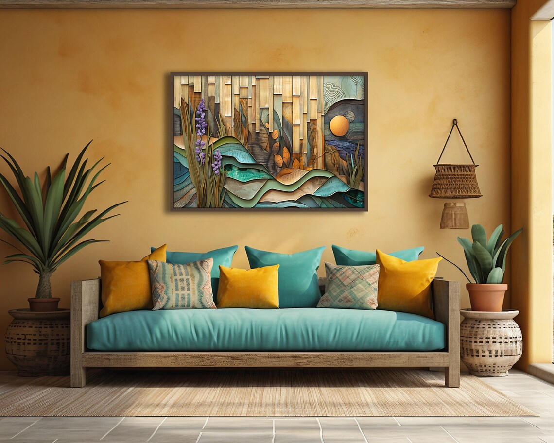 Abstract Nature Landscape Art Print, Modern Surreal Woodgrain - Image 4