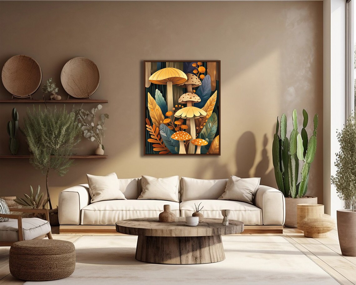 Boho Mushroom Art Print, Bohemian Bedroom Decor - Image 3
