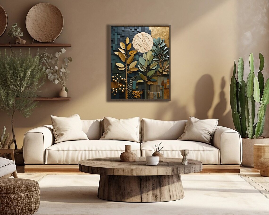 Boho Earth Tones Wood Grain Wall Art Print, Bedroom Decor - Image 2