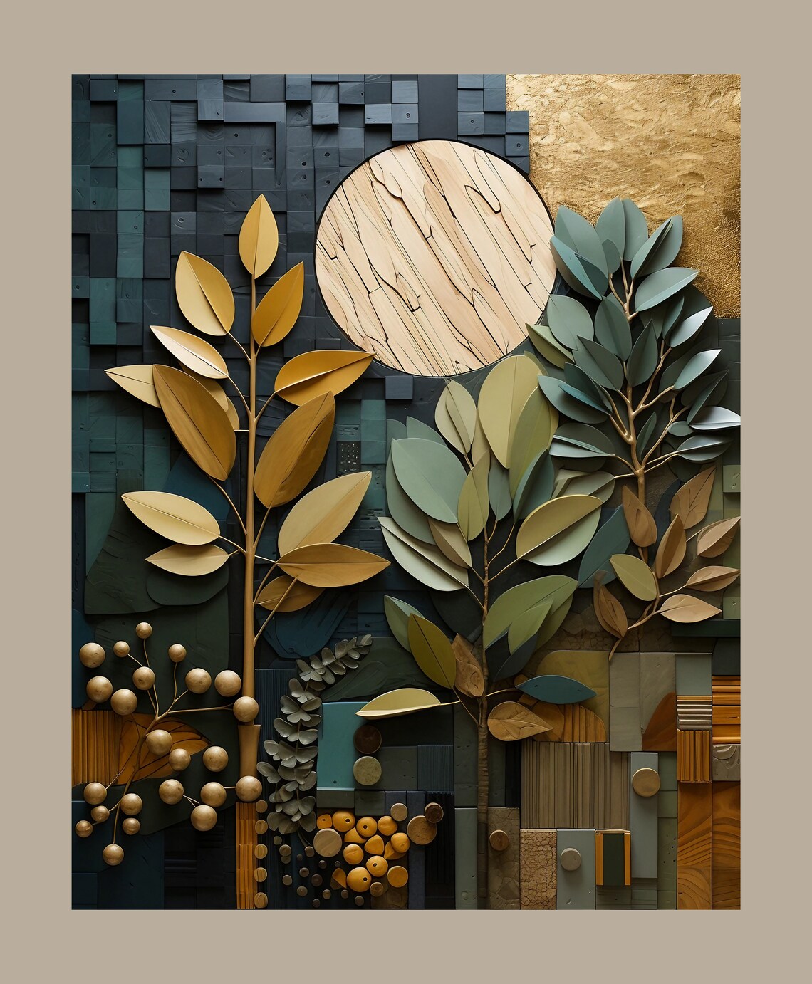 Boho Earth Tones Wood Grain Wall Art Print, Bedroom Decor - Image 4