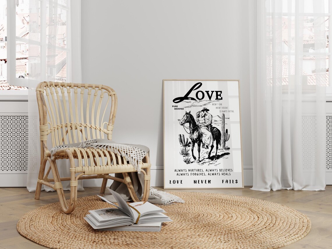 Love Is Scripture Cowboy Print, Motivational Quote Poster - Image 4