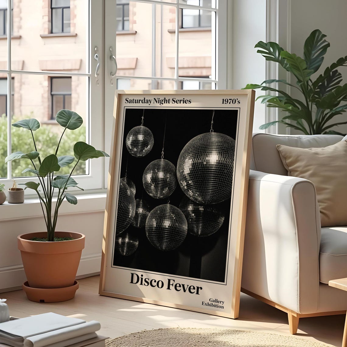 Disco Fever Saturday Night 1970s Mirror Ball Exhibition Poster