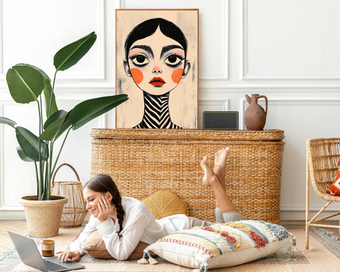 Surreal Big Eye Portrait Art Print, Whimsical Fashion - Image 4