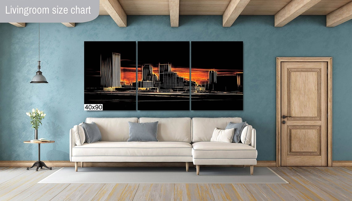 Tulsa Skyline Abstract Orange Sunset City Silhouette Art Poster - Image 2