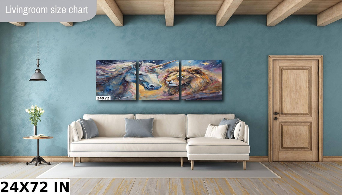 Nursery Room Wall Art Lion And Unicorn Print Nursery Decor Lion And Unicorn Wall Art Kids Room Art Lion And Unicorn Moon And Stars - Image 3