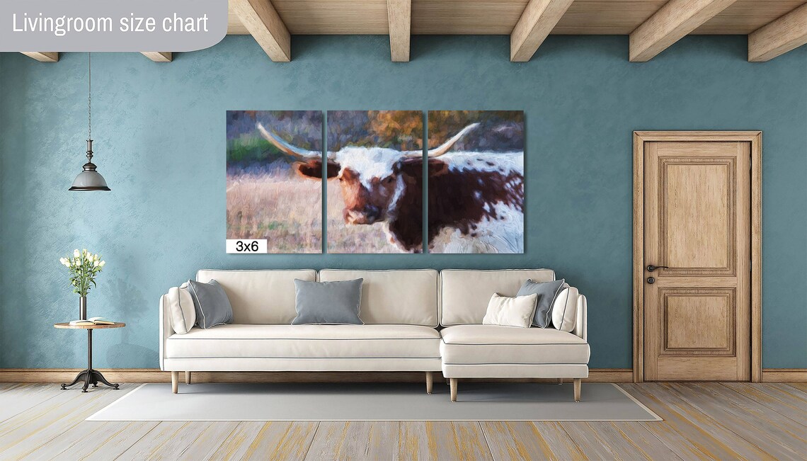 Texas Longhorn Cow Head Close Up Painterly Farm Animal Art Poster - Image 3