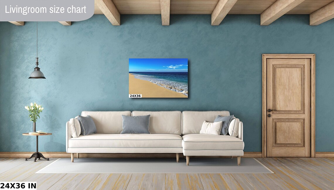 Ocean Waves Beach Scene, Blue Surf Art Print - Image 5