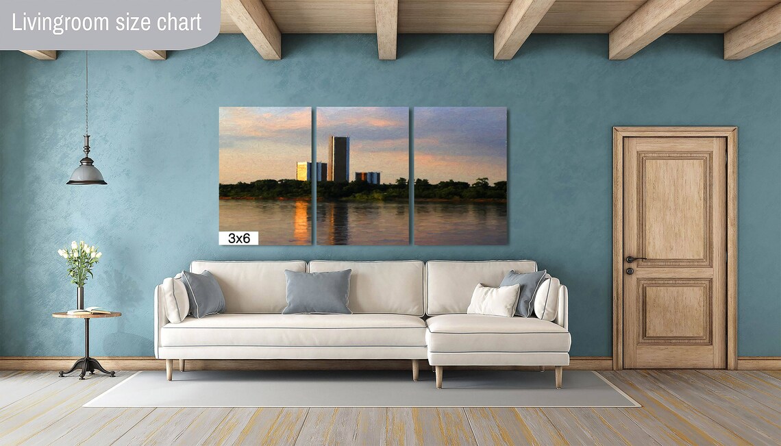 Tulsa CityPlex Towers Across the River Golden Hour Painterly Poster - Image 2