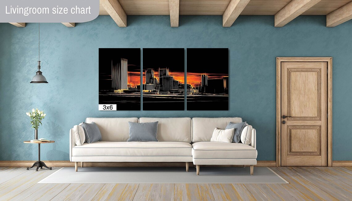 Tulsa Skyline Abstract Orange Sunset City Silhouette Art Poster - Image 3