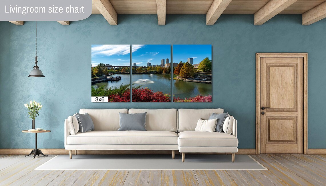 Tulsa Centennial Park Lake Fountain Skyline Fall Foliage Poster - Image 2