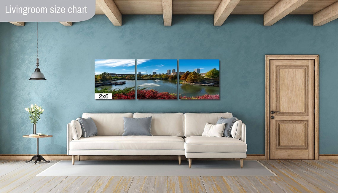 Tulsa Centennial Park Lake Fountain Skyline Fall Foliage Poster - Image 3