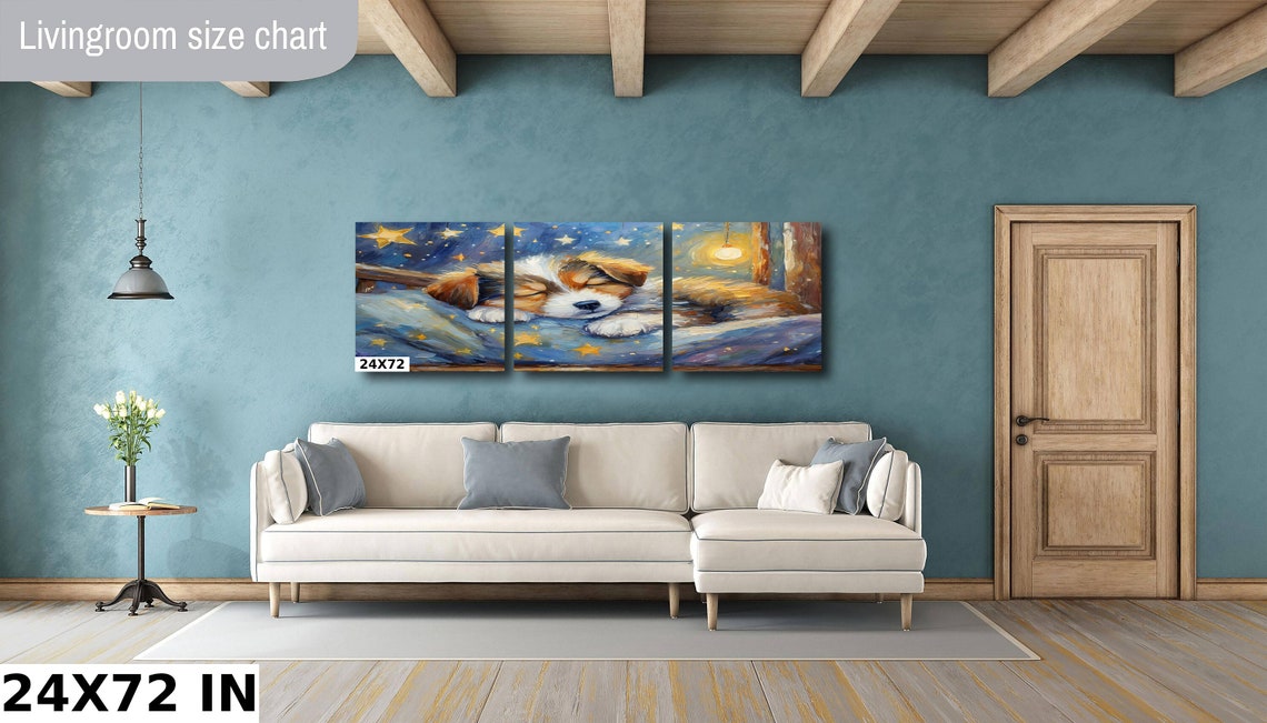 Sleepy Puppy Under Starry Night Sky Sweet Nursery Wall Art Poster - Image 4