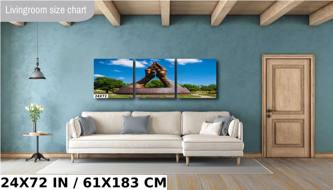 Oral Roberts Praying Hands Tulsa Blue Sky Sculpture View Poster - Image 3