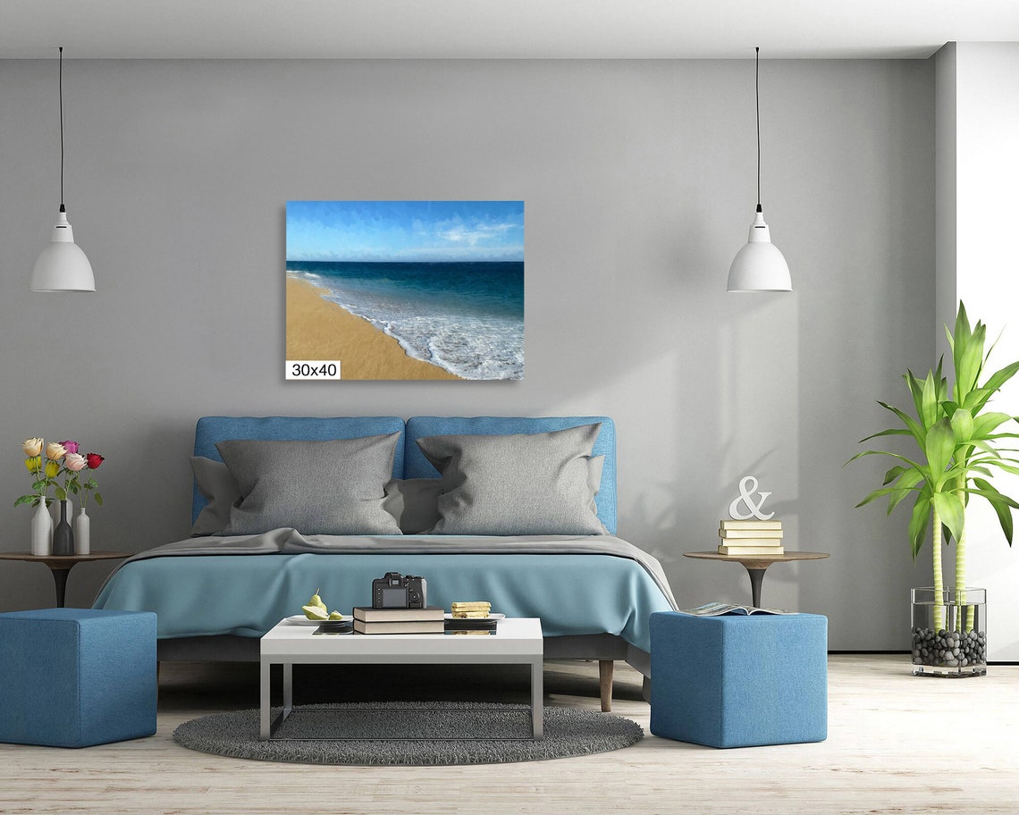 Ocean Waves Print Blue Ocean Waves Beach Scene Ocean Surf Print Ocean Waves Canvass Ocean Waves Wall Art Waves Print Beach Art - Image 5