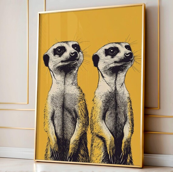 Meerkat Wall Art Face To Safari Animals Yellow Jungle Poster Preppy Decor Bold Animal Print