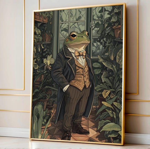 Frog Wall Print Funny Posters Botanist Cozy Plant Art Cute Instant Botanical Decor Poster