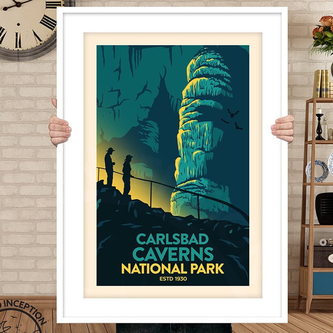 Carlsbad Caverns National Park Cave Stalagmite Vintage Travel Poster