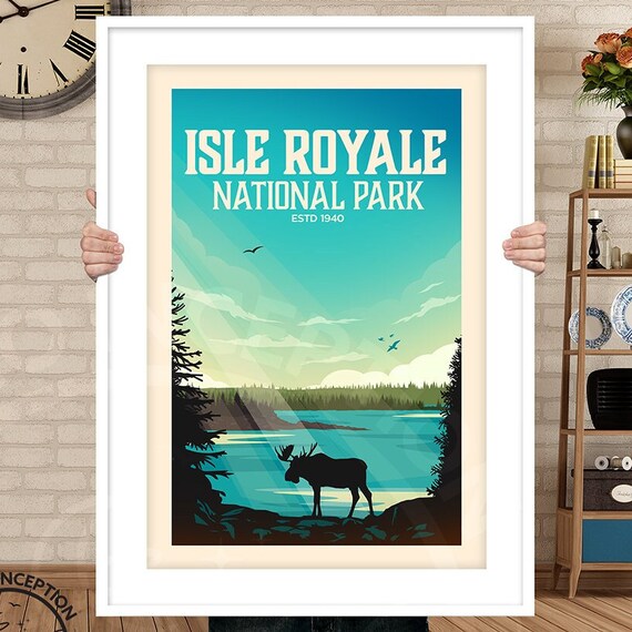 Isle Royale National Park Moose Lake Wilderness Travel Poster