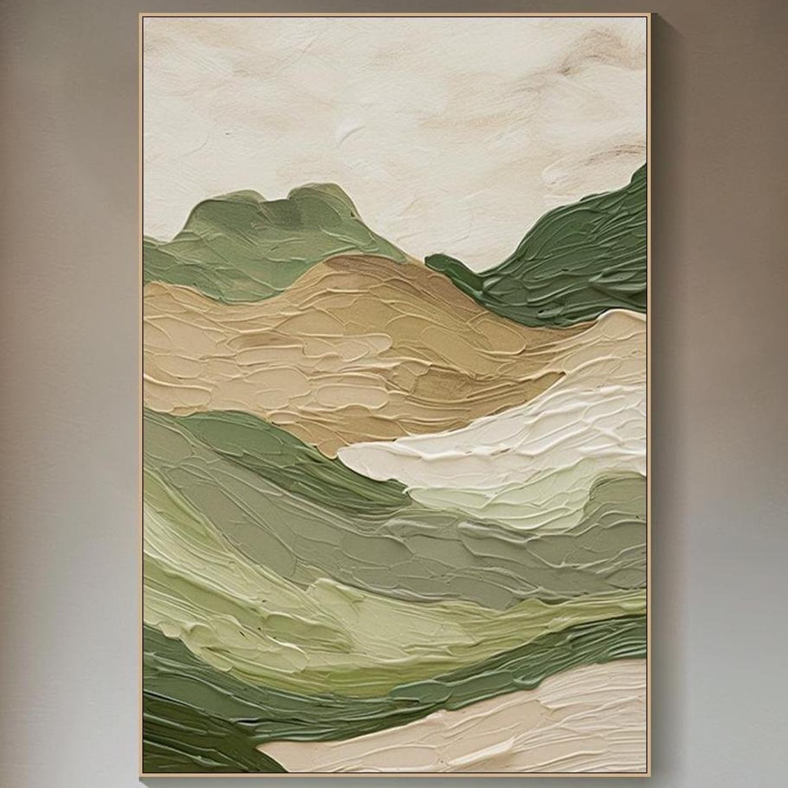 Rolling Hills Sage Green Beige Earthy Abstract Landscape Wall Art