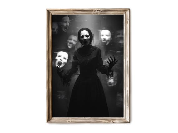 Halloween Wall Art Masked Victorian Women In Gothic Portrait Spooky Haunted Vintage Group Photo Dark Academia Decor 252