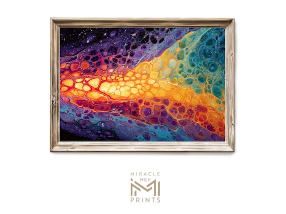Psychedelic Fluid Abstract Wall Art Vibrant Modern Colorful Wave Decor 221