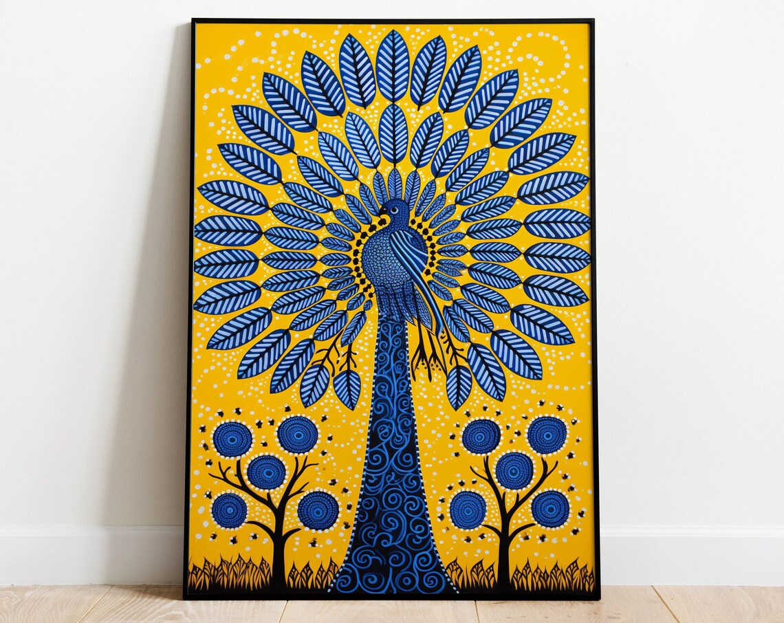 Indian Gond Painting Tribal Folk Art Poster
