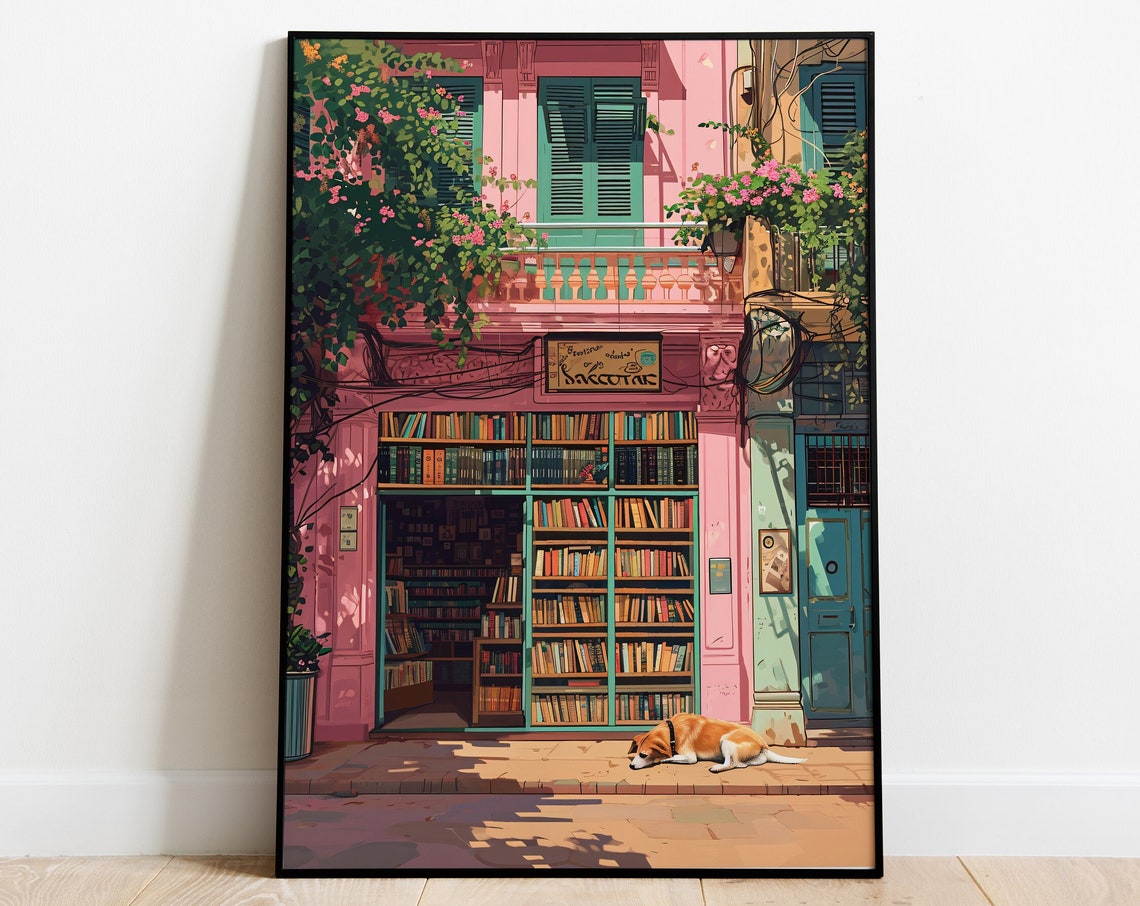 Indian Bookshop Illustration Art Print