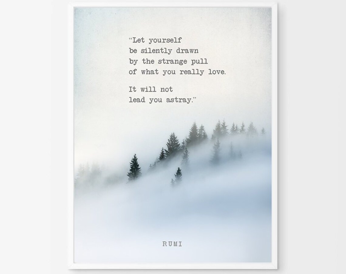 Rumi Quote Forest Trees in Fog, Nature Art Print - Image 3