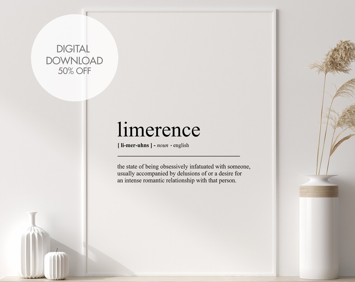 Limerence English Word Definition Minimalist Dictionary Poster