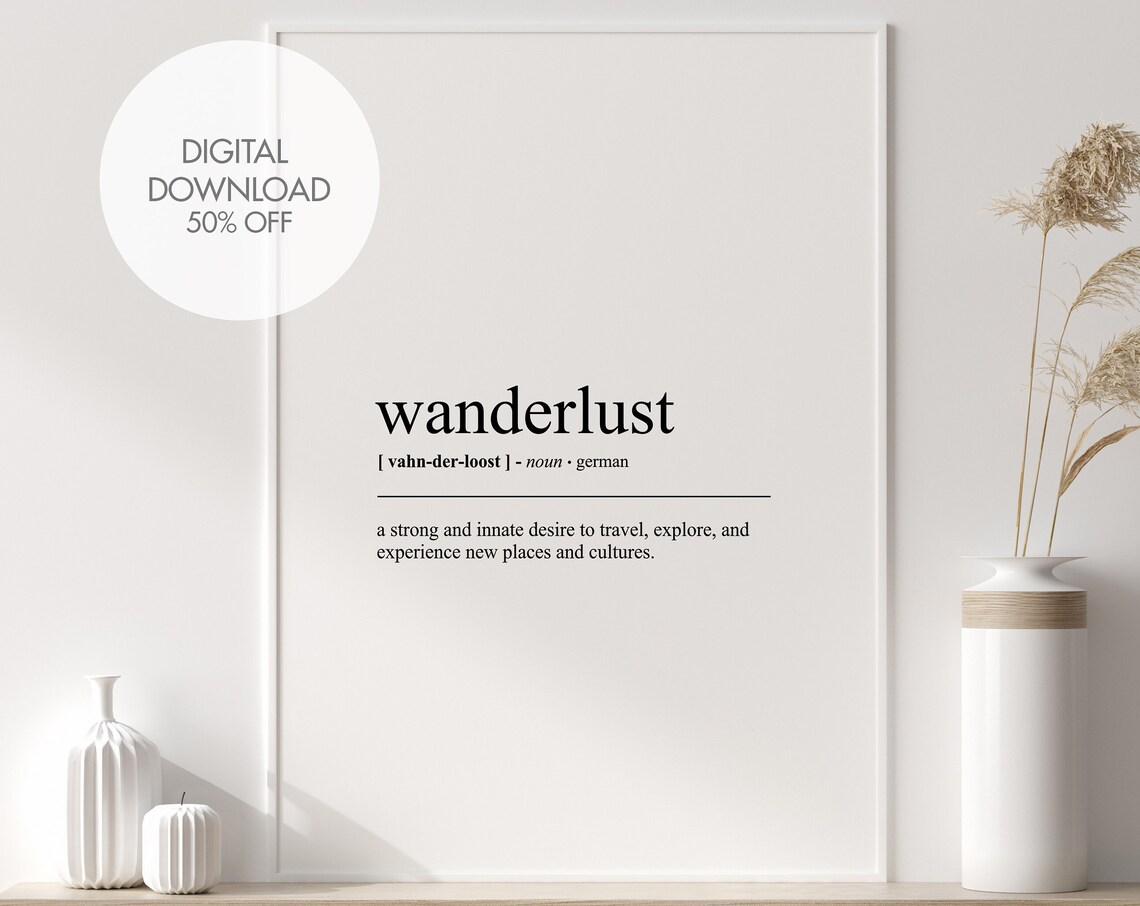 Wanderlust Definition Minimalist Dictionary Poster Travel Decor