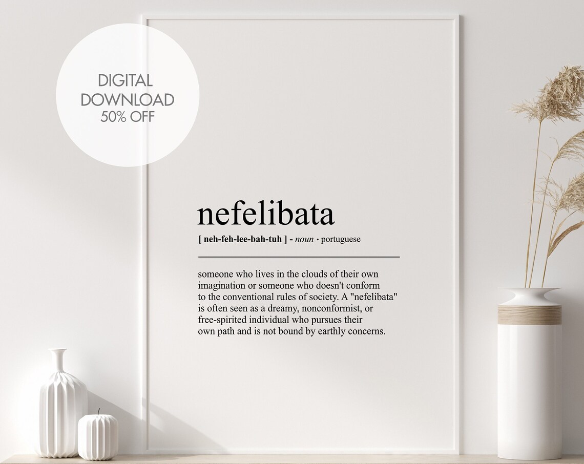 Nefelibata Portuguese Word Definition Minimalist Dictionary Poster