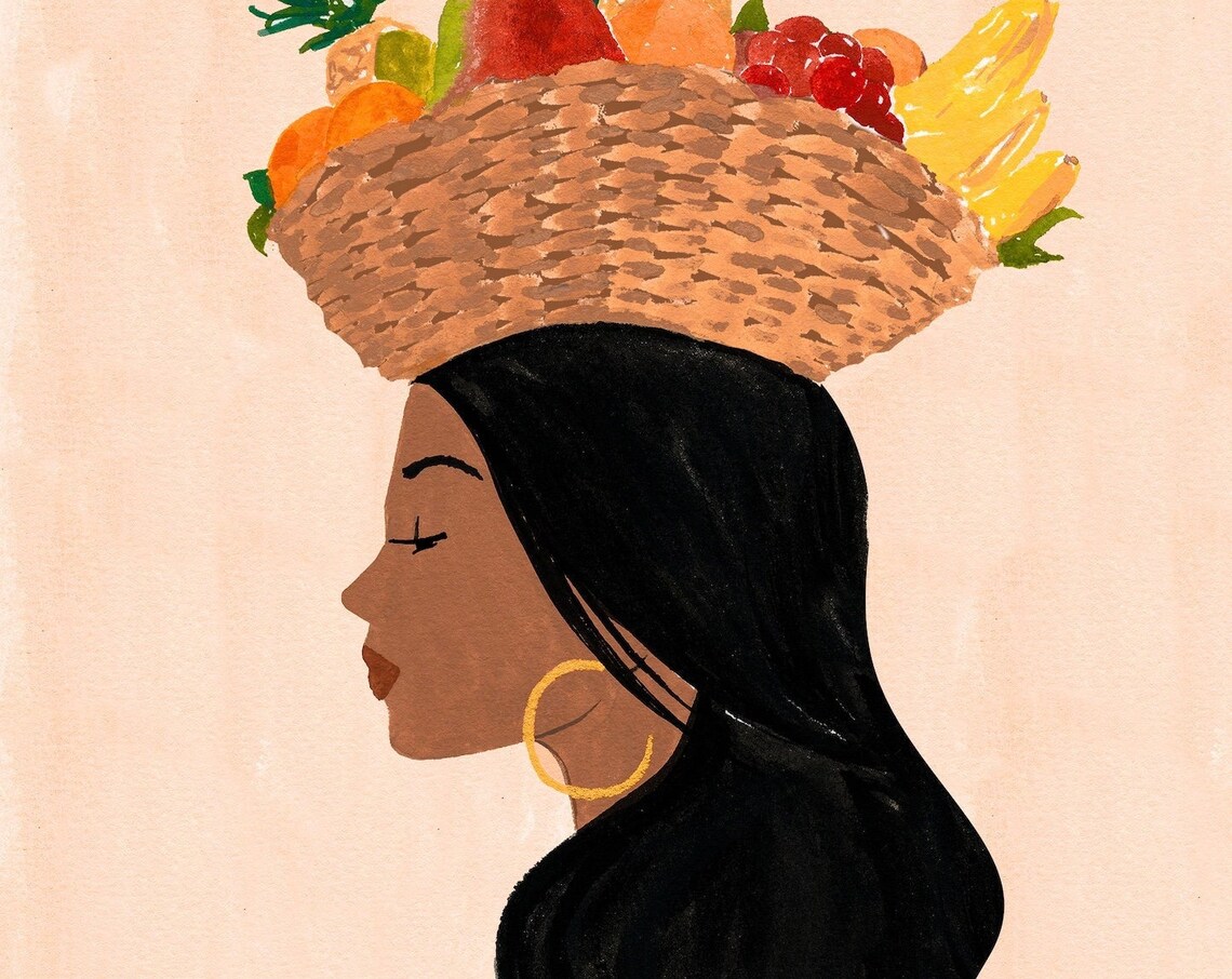 Valentinas Fruit Basket Art Print, Tropical Portrait - Image 3