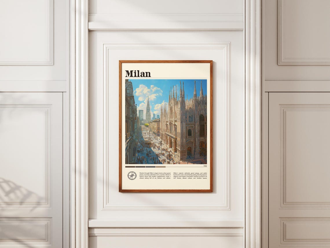 Milan City Italy Travel Print Italy Travel Print Travel Wall Art City Map Print Travel Poster Travel Art Gift Europe Travel Home Decor - Image 2