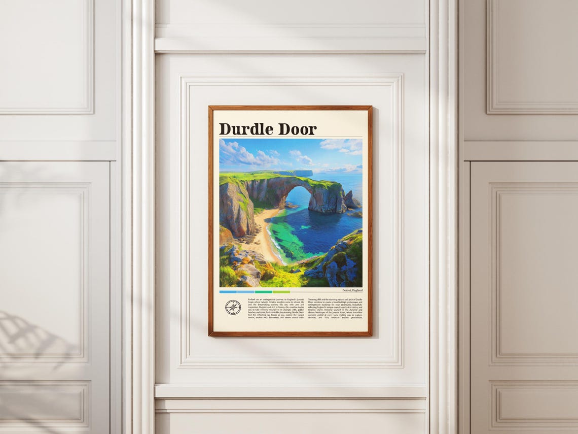 Durdle Door Travel Print England Travel Poster Jurassic Coast Wall Art English Landscape Print Durdle Door Travel Gift Dorset Coast Art - Image 2