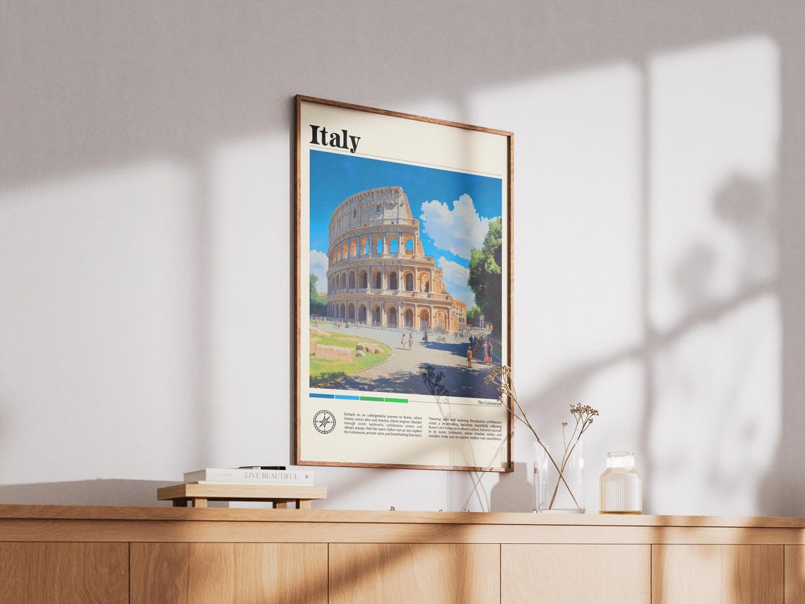 Rome Italy Colosseum Travel Print Italy Travel Print Travel Wall Art City Map Print Travel Poster Travel Art Gift Travel Home Decor - Image 3