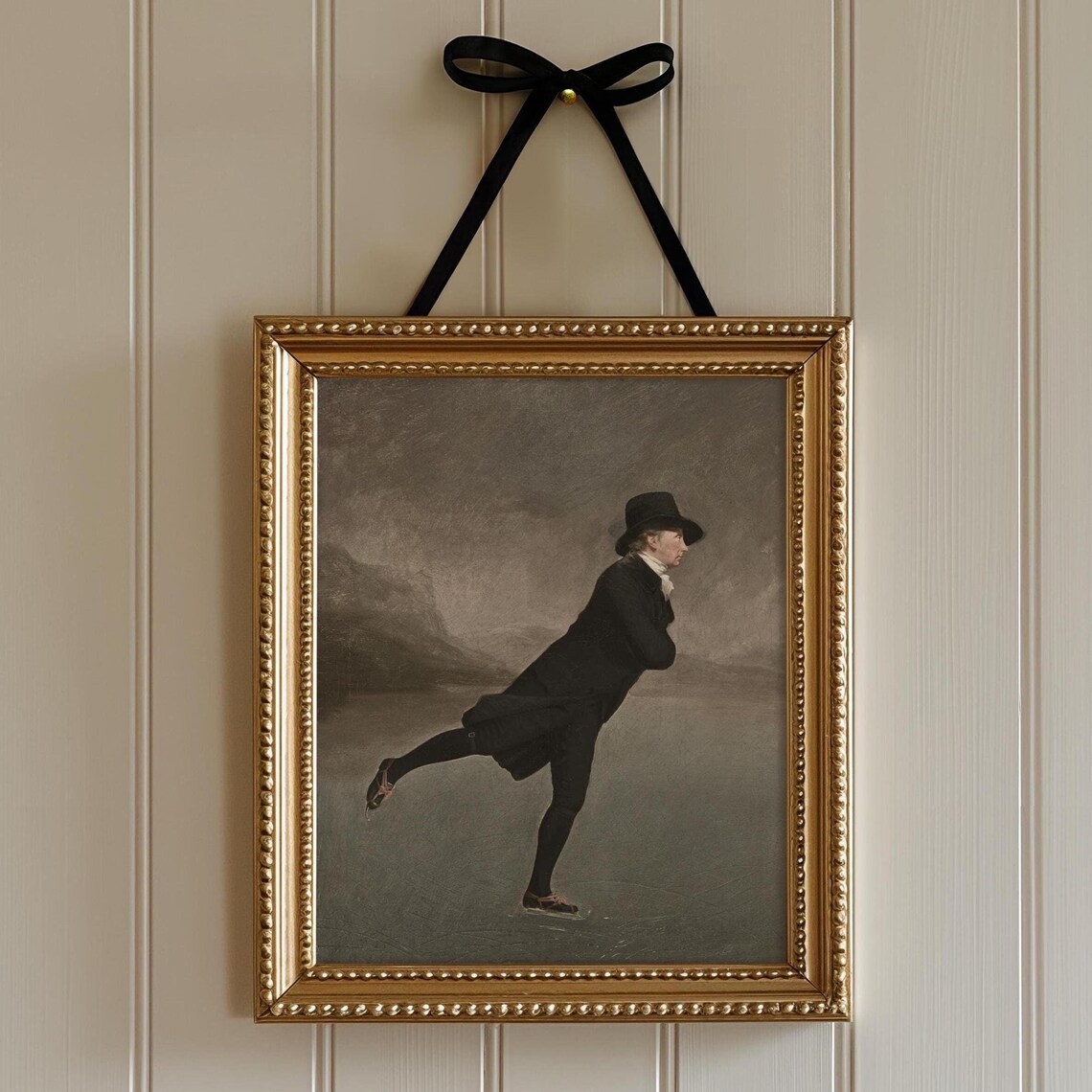 The Skating Minister Vintage Ice Skater Portrait Moody Oil Painting Poster