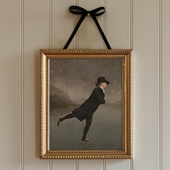 The Skating Minister Vintage Ice Skater Portrait Moody Oil Painting Poster