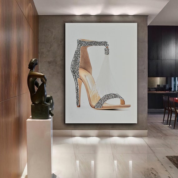 Shoes Glitter Textured Shoes Painting Fashion Shoes Heeled Shoes Print Glitter Painting