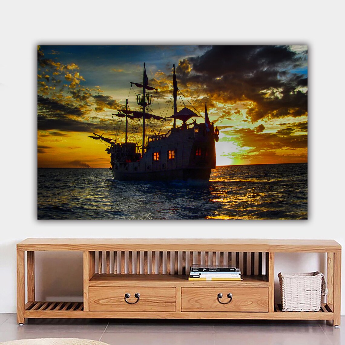 Pirate Ship Painting Sailboat Poster, Wall Art Print