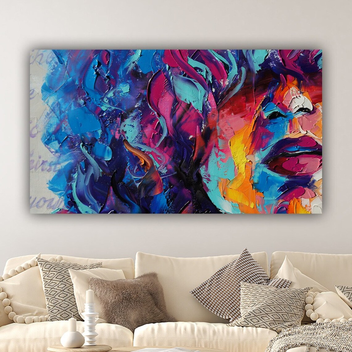 Abstract Woman Looking, Oil Painting Print, Wall Decor