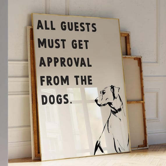 Funny Dog Print Retro Typography Wall Art Owner Gift Puppy Poster Apartment Cute Pet Quote Trendy Living Room Decor
